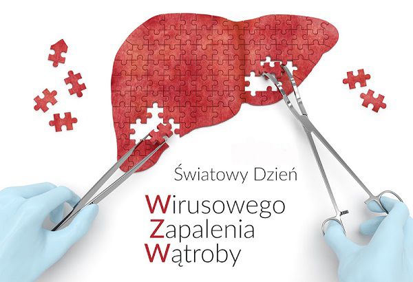 Ilustracja wirusa zapalenia wątroby typu B z hasłem Światowy Dzi